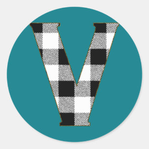 Gingham Check V Ronde Sticker