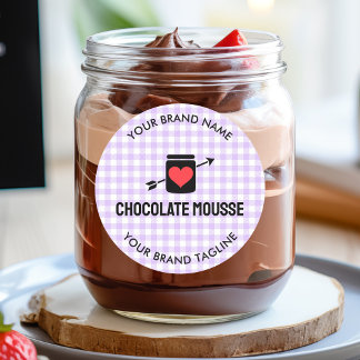 Gingham Checks Purple Pattern Jar Label Business