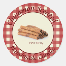 Gingham Cinnamon Scenton Handmade Candle Label