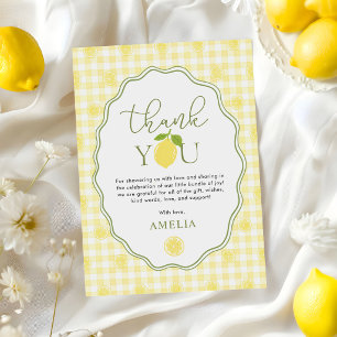 Gingham Citroen Vruchten Thema Baby Shower Bedankkaart