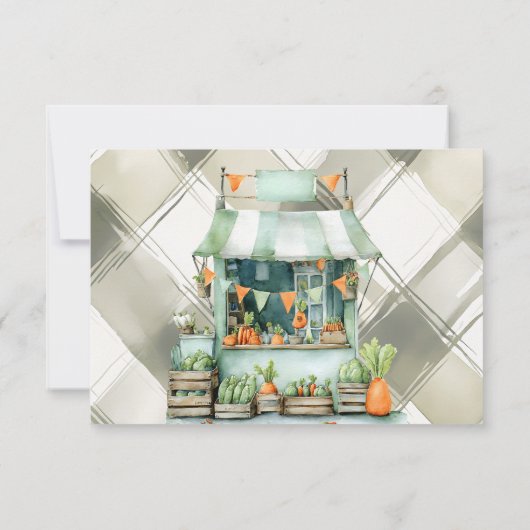 Gingham Clothesline Lokaal geteeld Baby shower Bedankkaart (Achterkant)