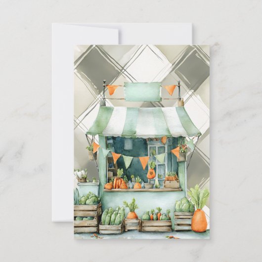 Gingham Clothesline Lokaal geteeld Baby shower Bedankkaart (Achterkant)