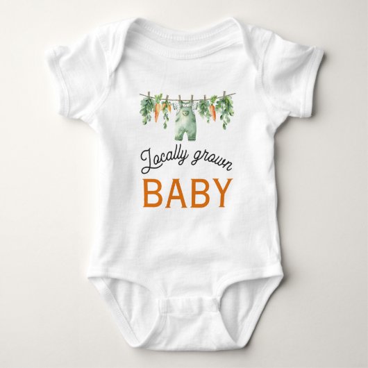 Gingham Clothesline Lokaal geteeld Baby shower Romper (Voorkant)