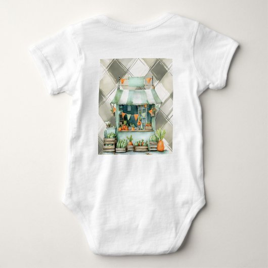 Gingham Clothesline Lokaal geteeld Baby shower Romper (Achterkant)