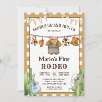 Gingham Clothesline Mijn eerste Rodeo Cowboy Verja