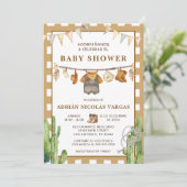 Gingham Clothesline Spaans Baby shower Kaart (Staand voorkant)