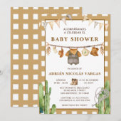 Gingham Clothesline Spaans Baby shower Kaart (Voorkant / Achterkant)