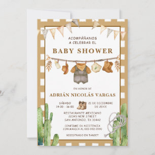 Gingham Clothesline Spaans Baby shower Kaart