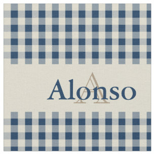 Gingham Controleer patroon Monogram Marine Blauw B Stof
