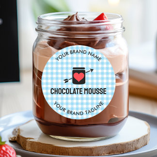 Gingham controleert Blue Pattern Jar Label voor Be