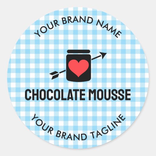 Gingham controleert Blue Pattern Jar Label voor Be (Voorkant)