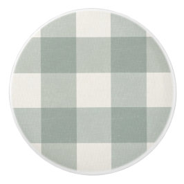 Gingham controleert plaid licht salie groen keramische knop