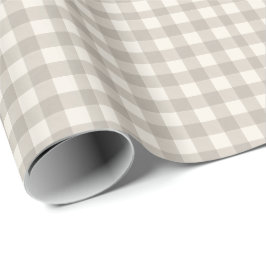 Gingham controleert plaid neutraal beige cadeaupapier