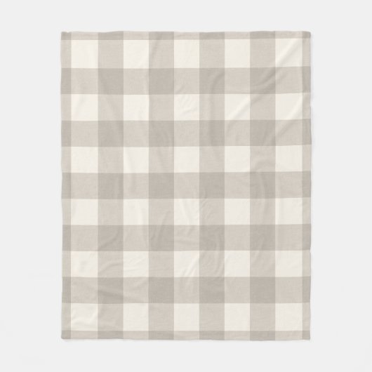 Gingham controleert plaid neutraal beige fleece deken (Voorkant)