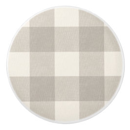 Gingham controleert plaid neutraal beige keramische knop