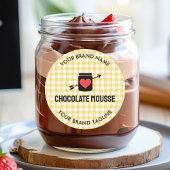 Gingham controleert Yellow Pattern Jar Label Busin