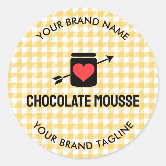 Gingham controleert Yellow Pattern Jar Label Busin (Voorkant)