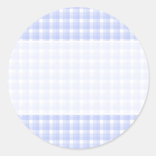 Gingham-controlepatroon. Licht blauw en wit. Ronde Sticker (Voorkant)