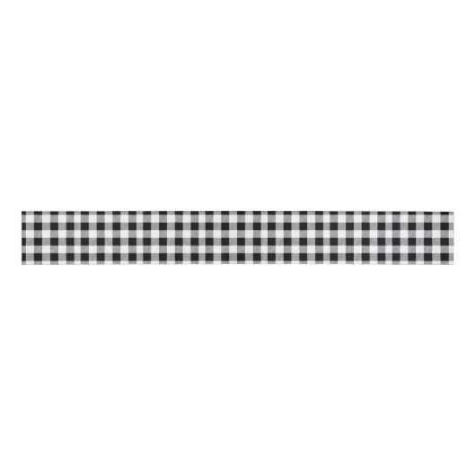 Gingham controlepatroon zwart-wit grosgrain lint (Voorkant)