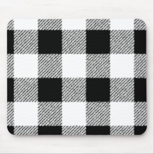 Gingham controlepatroon zwart-wit muismat