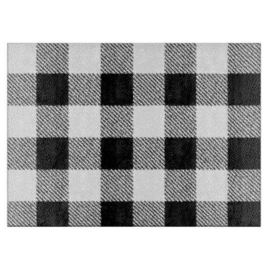 Gingham controlepatroon zwart-wit snijplank (Voorkant)