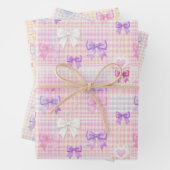 Gingham Coquette Bows Baby shower Meisjes Verjaard Inpakpapier Vel (In situ)