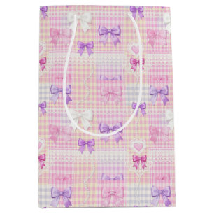 Gingham Coquette Strikjes Baby Shower Meisjes Verj Medium Cadeauzakje