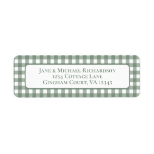 Gingham Cottage Cozy Geruite Patroon Groen en Wit Etiket