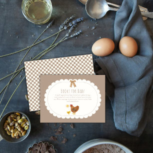 Gingham Cottagecore Hen Kuiken Boeken Baby Shower Informatiekaartje