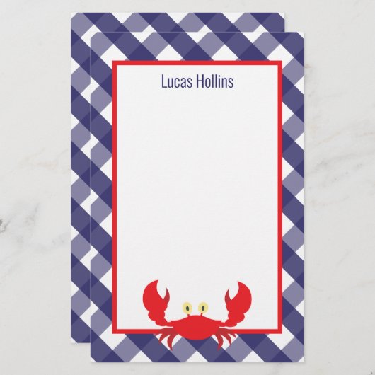 Gingham Crab - Aangepaste schrijfbenodigdheden (Voorkant / Achterkant)