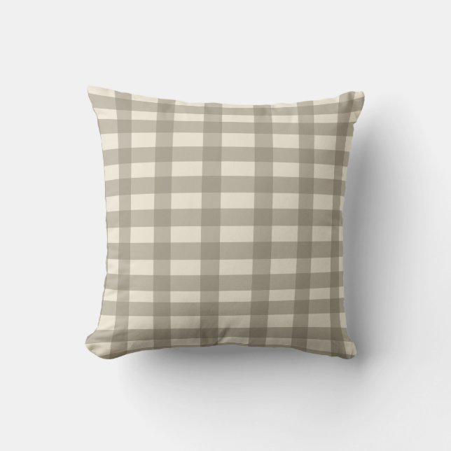 Gingham Cream en Toffee Kussen (Voorkant)