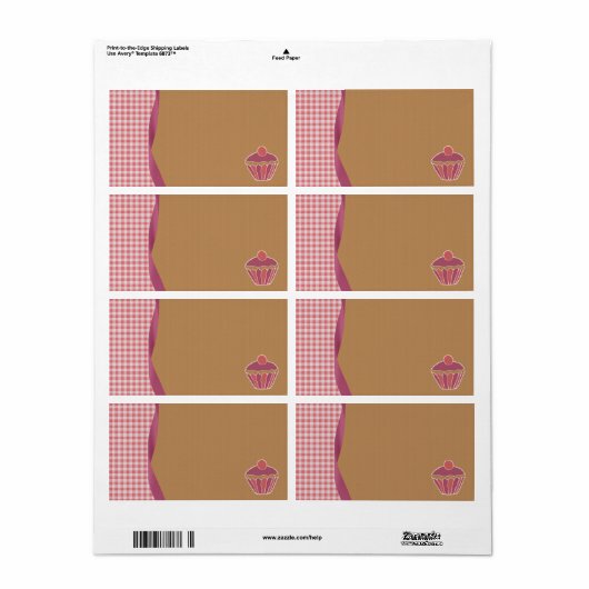 Gingham Cupcake Labels (Full Sheet)