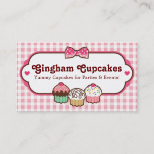 Gingham Cupcakes Visitekaartjes