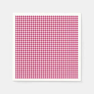 Gingham-Dark Pink-Paper Napkins Servetten