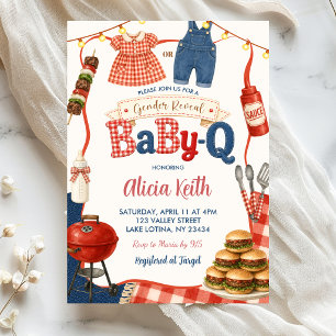 Gingham Denim BBQ Geslacht Reveal Babyq Kaart