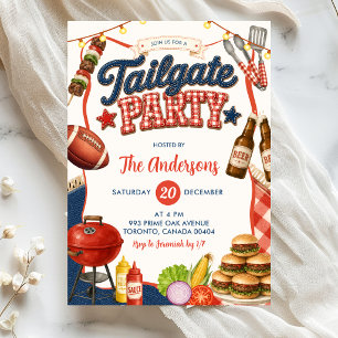 Gingham Denim Tailgate BBQ-feest uitnodiging