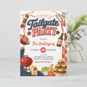 Gingham Denim Tailgate BBQ-feest uitnodiging  (Staand voorkant)