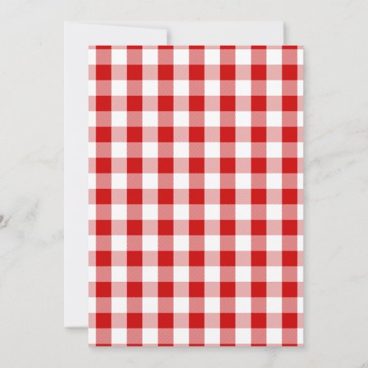 Gingham Directies - Rood witje bruiloft Kaart (Achterkant)