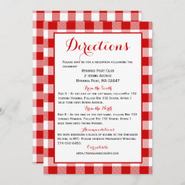 Gingham Directies - Rood witje bruiloft Kaart