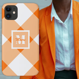 Gingham - Donkere en Oranje telefoontas van Pastel iPhone 11 Hoesje