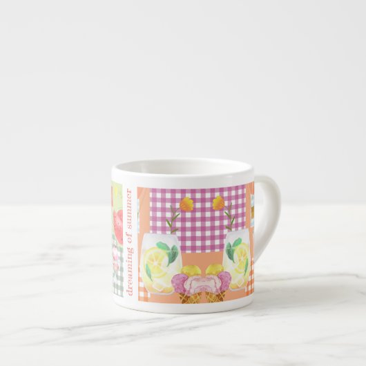 Gingham Dreaming van Zomer Espresso Mok (Voorkant rechts)