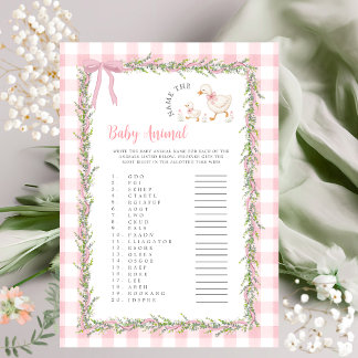 Gingham Dwaze Gans Baby Diernaam Quiz Spel
