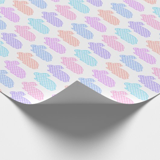 Gingham Easter Bunny Pattern Cadeaupapier (Hoek)