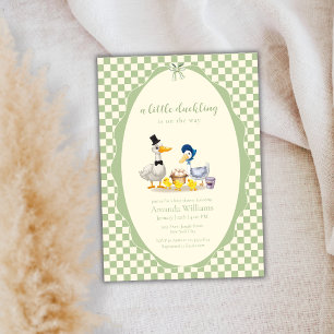 Gingham Eendje Familie Eend Baby Shower Kaart