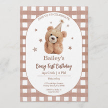 Gingham eerste verjaardag Beary
