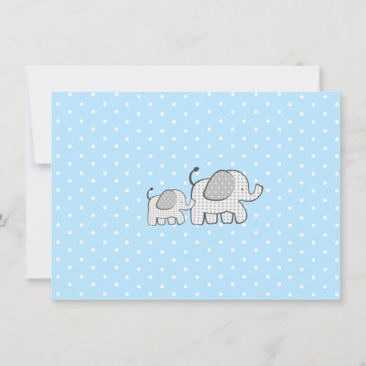 Gingham Elephant Baby Blauw en Grijs Dank u Bedankkaart (Achterkant)