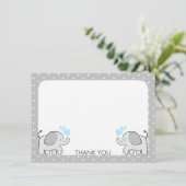 Gingham Elephant Baby Boy Twins Bedankt (Staand voorkant)