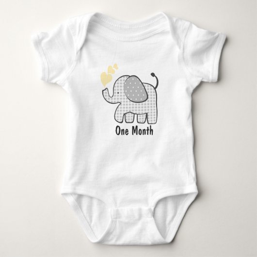Gingham Elephant eerste maand Romper (Voorkant)