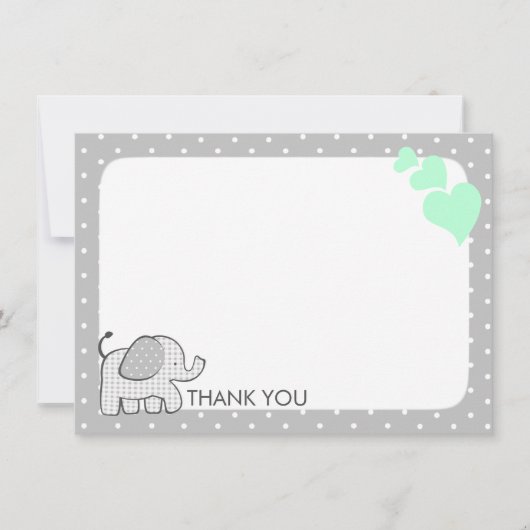 Gingham Elephant Mint Green Baby Bedankt (Voorkant)
