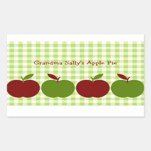 Gingham en appels rechthoekige sticker